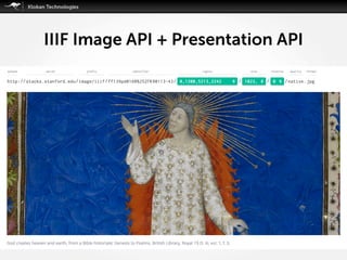 IIIF Image API + Presentation API
 
