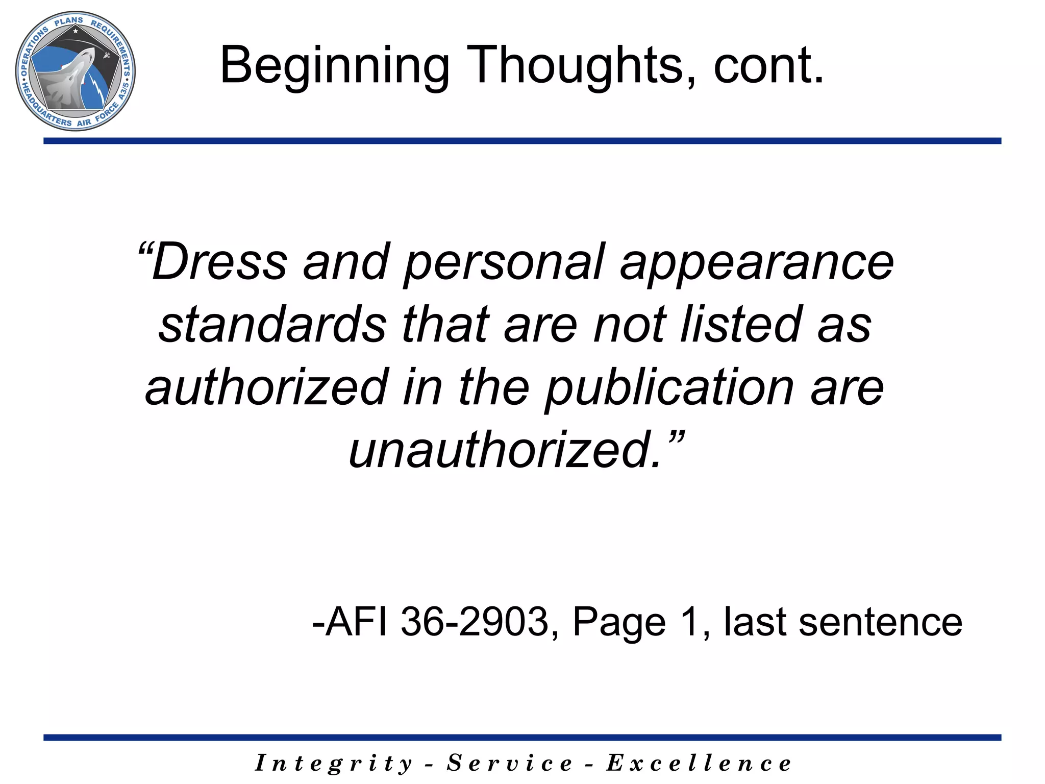 afi dress and appearance USAF Issues Updated AFI 36-2903 Dress and Personal Appearance of Air Force Personnel