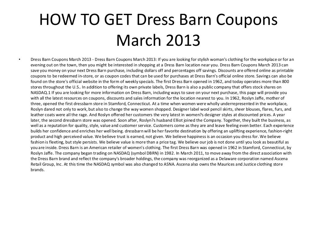 Dress barn coupon text