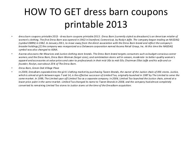 dressbarn printable coupons