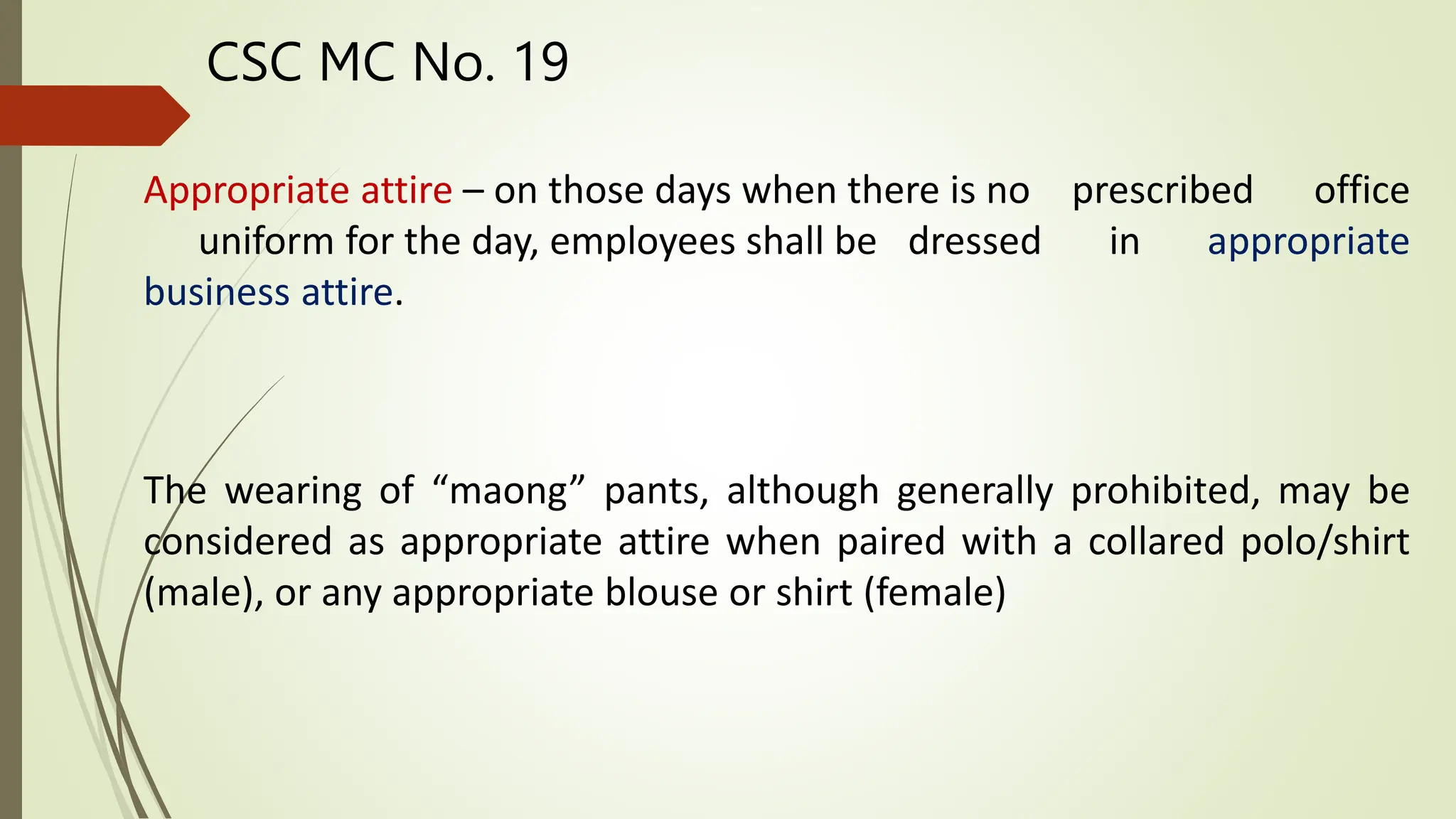 Dress Code in DepEd DepEd Memorandum No. 16, s. 2021 and CSC MC No. 19