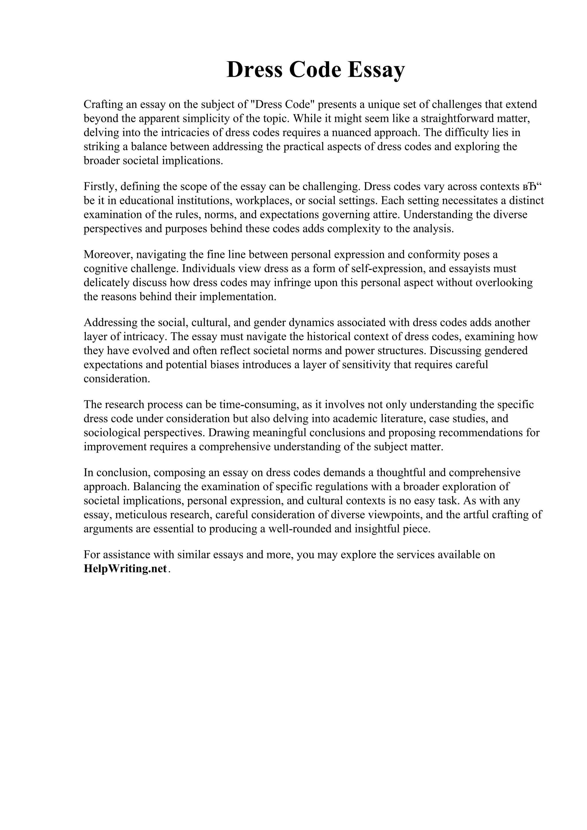 Dress Code Essay PDF