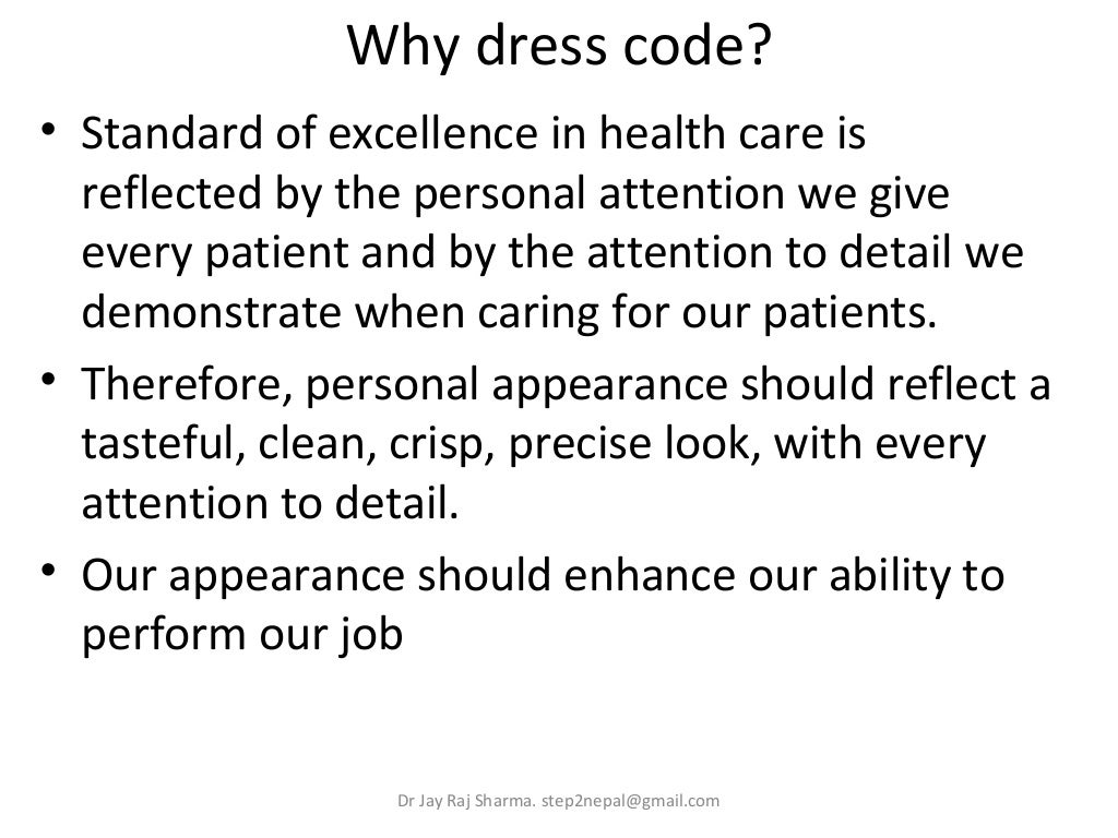 Dress code for health professionals