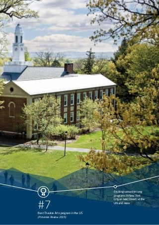 Exciting semester-long
programs in New York
City on Wall Street, at the
UN and more
#7
Best Theatre Arts program in the US
(Princeton Review 2015)
 
