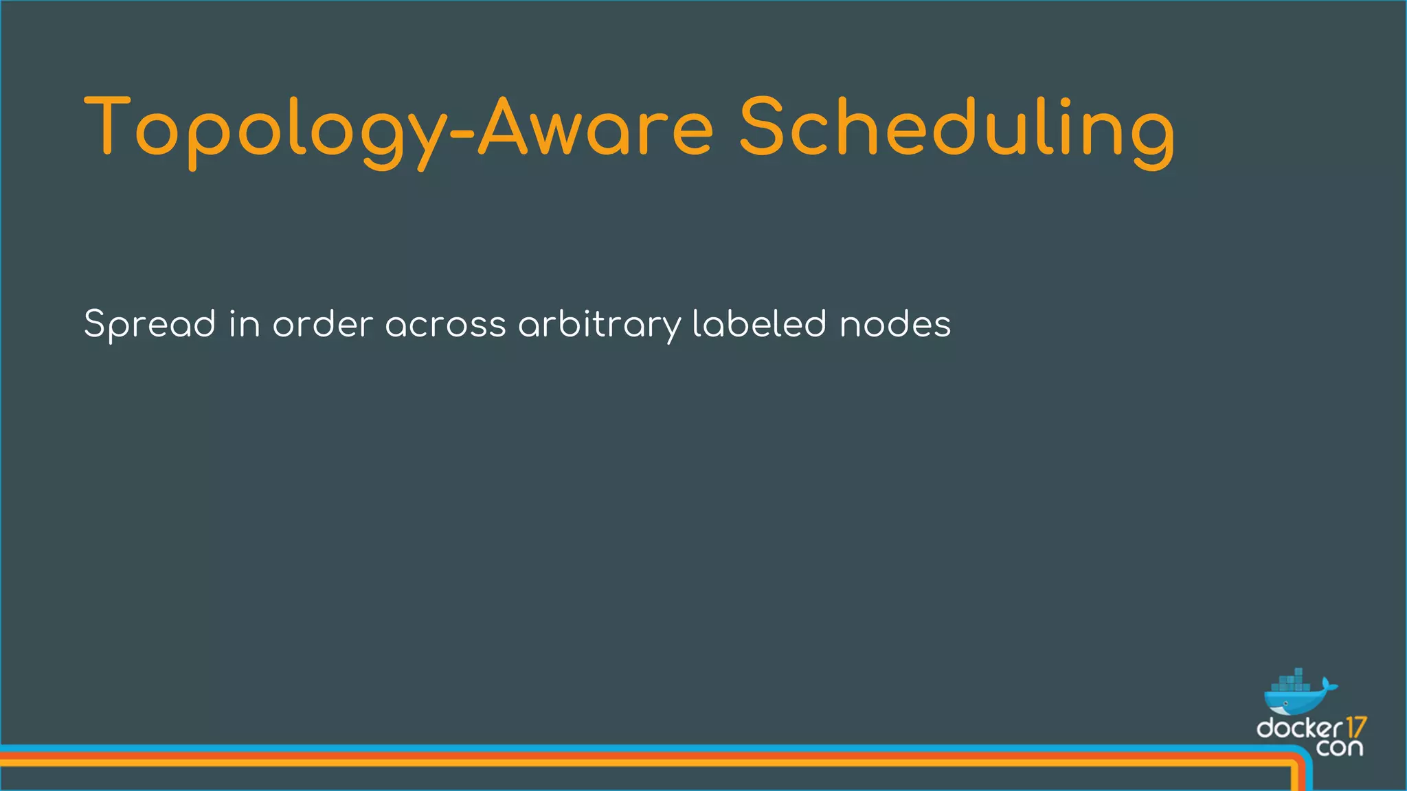Spread in order across arbitrary labeled nodes
Topology-Aware Scheduling
 