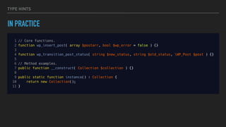 TYPE HINTS
IN PRACTICE
 