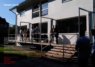 Remake remade




En klassisk villa med et lyst interiør smukt ombygget af den store
danske arkitekt Mogens Lassen var tidligere strandet ved en kun
delvis ændring af havefacaden der havde efterladt indtrykket af
en tung og bombastisk bygning ude af skala med det omgivende
haverum.

Ved et sæt af indgreb og justeringer af facade og have er der nu
skabt balance mellem husets lyse stuer og den gradvise overgang til
haven via en ny ophængt terrasse i hele husets længde.

Et løvtag over de udspændte vejre skal med tiden flette den frodige
have sammen med den stringente bygningsarkitektur.


Opgave: Renovering af villa i Hellerup
Bygherre: Privat
Status: Opført 2008
Medarbejdere:
Stud Arch. Søren Bak Andersen
Arkitekt maa. Frans Drewniak
Ingeniør D&N A/S
 