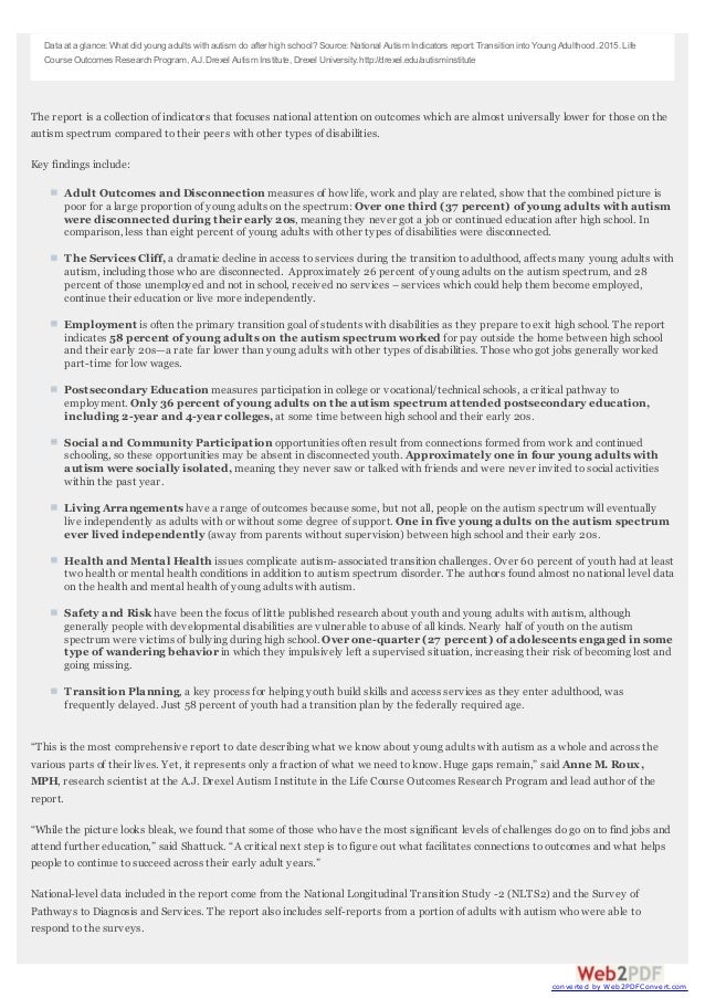 National Autism Indicators Report >> Drexel University Autism Institue National Indicators Report On Autis National Autism Indicators Report >> Drexel University Autism Institue National Indicators Report On Autis
