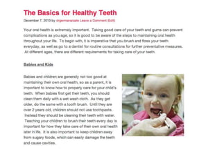 Oral Health Care for All Ages