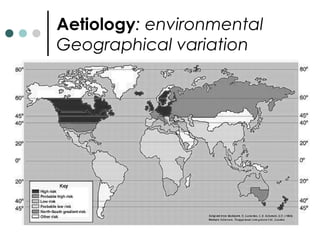 Aetiology: environmental
Geographical variation
 