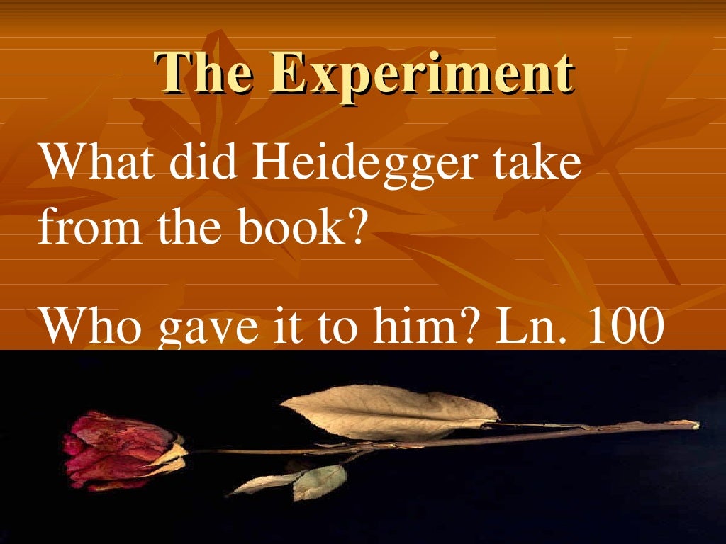 Dr Heidegger's Experiment
