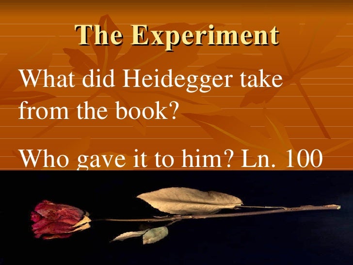 Dr Heidegger's Experiment