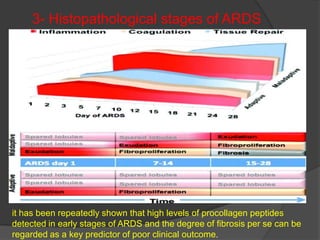 3- Histopathological stages of ARDS




it has been repeatedly shown that high levels of procollagen peptides
detected in early stages of ARDS and the degree of fibrosis per se can be
regarded as a key predictor of poor clinical outcome.
 