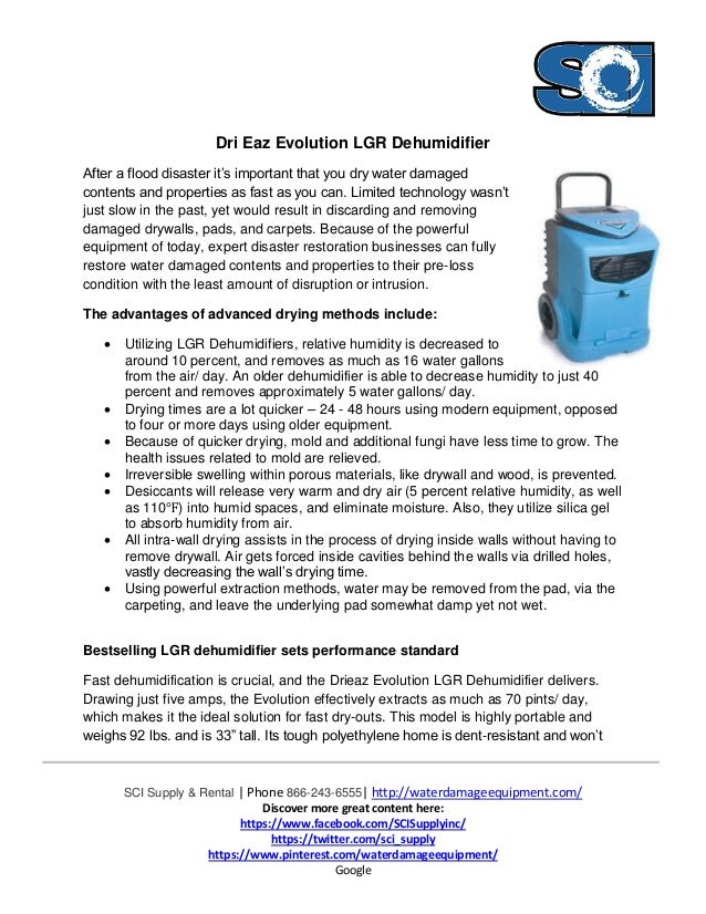 DRI EAZ EVOLUTION LGR DEHUMIDIFIER
