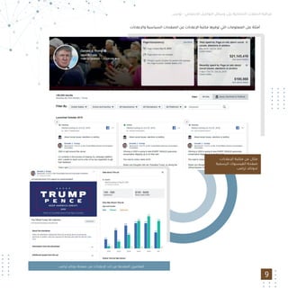 ‫ﺗﻮﻧﺲ‬ - ‫اﻻﺟﺘﻤﺎﻋﻲ‬ ‫اﻟﺘﻮاﺻﻞ‬ ‫وﺳﺎﺋﻞ‬ ‫ﻋﻠﻰ‬ ‫اﻻﻧﺘﺨﺎﺑﻴﺔ‬ ‫اﻟﺤﻤﻼت‬ ‫ﻣﺮاﻗﺒﺔ‬
:‫واﻹﻋﻼﻧﺎت‬ ‫اﻟﺴﻴﺎﺳﻴﺔ‬ ‫اﻟﺼﻔﺤﺎت‬ ‫ﻋﻦ‬ ‫اﻹﻋﻼﻧﺎت‬ ‫ﻣﻜﺘﺒﺔ‬ ‫ﺗﻮﻓﺮﻫﺎ‬ ‫اﻟﺘﻲ‬ ‫اﻟﻤﻌﻠﻮﻣﺎت‬ ‫ﻋﻠﻰ‬ ‫أﻣﺜﻠﺔ‬
9
:‫اﻹﻋﻼﻧﺎت‬ ‫ﻣﻜﺘﺒﺔ‬ ‫ﻋﻦ‬ ‫ﻣﺜﺎل‬
‫اﻟﺮﺳﻤﻴﺔ‬ ‫اﻟﻔﻴﺴﺒﻮك‬ ‫ﺻﻔﺤﺔ‬
‫ﺗﺮاﻣﺐ‬ ‫ﻟﺪوﻧﺎﻟﺪ‬
‫ﺗﺮاﻣﺐ‬ ‫دوﻧﺎﻟﺪ‬ ‫ﺻﻔﺤﺔ‬ ‫ﻣﻦ‬ ‫اﻹﻋﻼﻧﺎت‬ ‫أﺣﺪ‬ ‫ﻋﻦ‬ ‫اﻟﻤﻘﺪﻣﺔ‬ ‫اﻟﺘﻔﺎﺻﻴﻞ‬
 