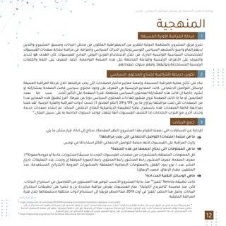 ‫ﺗﻮﻧﺲ‬ - ‫اﻻﺟﺘﻤﺎﻋﻲ‬ ‫اﻟﺘﻮاﺻﻞ‬ ‫وﺳﺎﺋﻞ‬ ‫ﻋﻠﻰ‬ ‫اﻻﻧﺘﺨﺎﺑﻴﺔ‬ ‫اﻟﺤﻤﻼت‬ ‫ﻣﺮاﻗﺒﺔ‬
‫اﻟﻤﻨﻬﺠﻴﺔ‬
12
‫واﻟﻠﺬﻳﻦ‬ ‫اﻟﻤﺸﺮوع‬ ‫وﻣﻨﺴﻖ‬ ‫اﻟﺒﻴﺎﻧﺎت‬ ‫ﻣﺤﻠﻠﻲ‬ ‫ﻣﻦ‬ ‫اﻟﻤﺘﻜﻮن‬ ‫اﻟﺪﻳﻤﻘﺮاﻃﻴﺔ‬ ‫ﻋﻦ‬ ‫ﻟﻠﺘﻘﺮﻳﺮ‬ ‫اﻟﺪوﻟﻴﺔ‬ ‫ﺑﺎﻟﻤﻨﻈﻤﺔ‬ ‫اﻟﻤﺸﺮوع‬ ‫ﻓﺮﻳﻖ‬ ‫ﺷﺮع‬
‫اﻟﻔﻴﺴﺒﻮك‬ ‫ﺻﻔﺤﺎت‬ ‫ﻧﺸﺎط‬ ‫ﻣﺮاﻗﺒﺔ‬ ‫ﻓﻲ‬ ،‫وأﻃﺮاﻓﻪ‬ ‫اﻟﺴﻴﺎﺳﻲ‬ ‫اﻟﺤﺮاك‬ ‫وﺑﺘﺎرﻳﺦ‬ ‫اﻟﺘﻮﻧﺴﻲ‬ ‫اﻟﺴﻴﺎﺳﻲ‬ ‫ﺑﺎﻟﻤﺸﻬﺪ‬ ‫واﺳﻊ‬ ‫إﻟﻤﺎم‬ ‫ﻟﺪﻳﻬﻢ‬
‫ﺗﺤﺪﻳﺪ‬ ‫ﻫﻮ‬ ‫اﻟﻬﺪف‬ ‫ﻛﺎن‬ .‫ﻟﻠﻔﻴﺴﺒﻮك‬ ‫اﻟﻌﺎدي‬ ‫اﻟﻴﻮﻣﻲ‬ ‫اﻟﻔﺮدي‬ ‫اﻻﺳﺘﺨﺪام‬ ‫ﺧﻼل‬ ‫ﻣﻦ‬ ،‫اﻟﺒﺎرزة‬ ‫اﻟﺘﻮﻧﺴﻴﺔ‬ ‫اﻟﺴﻴﺎﺳﻴﺔ‬ ‫ﻟﻠﺸﺨﺼﻴﺎت‬
‫واﻟﻜﻠﻤﺎت‬ ‫اﻟﻠﻐﺔ‬ ‫ﻋﻠﻰ‬ ‫ﻟﻠﺘﻌﺮف‬ ،‫أﻳﻀﺎ‬ .‫اﻟﺘﻮاﺻﻠﻴﺔ‬ ‫اﻟﻤﻨﺼﺔ‬ ‫ﻫﺬه‬ ‫ﻋﻠﻰ‬ ‫اﻟﻤﺨﺘﻠﻔﺔ‬ ‫واﻟﻔﺎﻋﻠﺔ‬ ‫اﻟﺮﺋﻴﺴﻴﺔ‬ ‫اﻷﻃﺮاف‬ ‫ﻋﻠﻰ‬ ‫واﻟﺘﻌﺮف‬
.‫ﺻﻔﺤﺎﺗﻬﻢ‬ ‫ﺳﻠﻮك‬ ‫وﻓﻬﻢ‬ ،‫وﺗﻮﺛﻴﻘﻬﺎ‬ ‫اﻟﻤﺴﺘﺨﺪﻣﺔ‬ ‫اﻟﺮﺋﻴﺴﻴﺔ‬
‫اﻟﻌﻤﻴﻘﺔ‬ ‫اﻟﻤﺮاﻗﺒﺔ‬ ‫ﻣﺮﺣﻠﺔ‬ ‫ﺧﻼل‬ ‫ﻣﺮاﻗﺒﺘﻬﺎ‬ ‫ﻳﺠﺐ‬ ‫اﻟﺘﻲ‬ ‫اﻟﺼﻔﺤﺎت‬ ‫ﻻﺧﺘﻴﺎر‬ ‫ﻣﻌﺎﻳﻴﺮ‬ ‫وﺿﻌﻨﺎ‬ ،‫اﻟﻤﺴﺒﻘﺔ‬ ‫اﻟﻤﺮاﻗﺒﺔ‬ ‫ﻋﻤﻠﻴﺔ‬ ‫ﻧﺘﺎﺋﺞ‬ ‫ﻋﻠﻰ‬ ‫ﺑﻨﺎء‬
‫أو‬ ‫ﺑﻤﺸﺎرﻛﺘﻪ‬ ‫اﻟﺼﻔﺤﺔ‬ ‫ﻗﺎﻣﺖ‬ ‫ﺳﻴﺎﺳﻲ‬ ‫ﻣﺤﺘﻮى‬ ‫وﺟﻮد‬ ‫ﻋﻠﻰ‬ ‫اﻟﺘﻌﺮف‬ ‫ﻫﻲ‬ ‫اﻟﺮﺋﻴﺴﻴﺔ‬ ‫اﻟﻤﻌﺎﻳﻴﺮ‬ ‫ﻛﺎﻧﺖ‬ .‫اﻻﺟﺘﻤﺎﻋﻲ‬ ‫اﻟﺘﻮاﺻﻞ‬ ‫ﻟﻮﺳﺎﺋﻞ‬
‫ﺑﻌﺪد‬ ‫إﻣﺎ‬ ‫ﺳﺐ‬ ‫ﺤﺖ‬ُ‫)ﺗ‬ ‫اﻟﺘﺄﺛﻴﺮ‬ ‫ﻋﻠﻰ‬ ‫اﻟﺼﻔﺤﺔ‬ ‫ﻗﺪرة‬ .‫ﻣﻨﺘﻈﻤﺔ‬ ‫اﻟﺴﻴﺎﺳﻲ‬ ‫ﻟﻠﻤﺤﺘﻮى‬ ‫اﻟﻤﺸﺎرﻛﺔ‬ ‫ﻫﺬه‬ ‫ﻛﺎﻧﺖ‬ ‫إن‬ ‫ﺧﺎﺻﺔ‬ ،‫ﻧﺸﺮه‬
‫ﻋﺪدا‬ ‫اﻟﻤﻌﺎﻳﻴﺮ‬ ‫ﻫﺬه‬ ‫ﺗﻄﺒﻴﻖ‬ ‫أﻓﺮز‬ .(‫ﻏﻴﺮﻫﺎ‬ ‫ﻋﻦ‬ ‫دوﻧﺎ‬ ‫اﻟﺴﻴﺎﺳﻲ‬ ‫اﻟﻤﺤﺘﻮى‬ ‫ذات‬ ‫ﻣﻨﺸﻮراﺗﻬﺎ‬ ‫ﺗﺮوج‬ ‫اﻟﺼﻔﺤﺔ‬ ‫ﻛﺎﻧﺖ‬ ‫إذا‬ ‫ﻣﺎ‬ ‫أو‬ ‫اﻟﻤﺘﺎﺑﻌﻴﻦ‬
‫ﻗﻤﻨﺎ‬ ‫ﻟﻘﺪ‬ .‫اﻟﺰﻣﻨﻴﺔ‬ ‫واﻟﻔﺘﺮة‬ ‫اﻟﻤﺮاﻗﺒﺔ‬ ‫أدوات‬ ‫ﺣﺴﺐ‬ (1 ‫اﻟﻤﻠﺤﻖ‬ ‫)اﻧﻈﺮ‬ 291‫و‬ 179 ‫ﺑﻴﻦ‬ ‫ﻣﺎ‬ ‫ﻳﺘﺮاوح‬ ‫ﻣﺮاﻗﺒﺘﻬﺎ‬ ‫ﺗﻤﺖ‬ ‫اﻟﺘﻲ‬ ‫اﻟﺼﻔﺤﺎت‬ ‫ﻣﻦ‬
‫ﺟﺪﻳﺪة‬ ‫ﺻﻔﺤﺎت‬ ‫إﻧﺸﺎء‬ ‫ﺗﻢ‬ :‫اﻟﺴﺎﺋﺪ‬ ‫اﻹﻋﻼﻣﻲ‬ ‫ﻟﻠﻤﻨﺎخ‬ ‫اﻟﺪﻳﻨﺎﻣﻴﻜﻴﺔ‬ ‫ﻟﻠﻄﺒﻴﻌﺔ‬ ‫ا‬ً‫ﺮ‬‫ﻧﻈ‬ ،‫ﺑﺎﺳﺘﻤﺮار‬ ‫ﻫﺬه‬ ‫اﻟﺼﻔﺤﺎت‬ ‫ﻗﺎﺋﻤﺔ‬ ‫ﺑﻤﺮاﺟﻌﺔ‬
17
.‫اﻟﻤﺜﺎل‬ ‫ﺳﺒﻴﻞ‬ ‫ﻋﻠﻰ‬ ‫ﺑﻪ‬ ‫اﻟﺨﺎﺻﺔ‬ ‫اﻟﺴﻠﻮك‬ ‫ﻗﻮاﻋﺪ‬ ‫ﺗﻨﺘﻬﻚ‬ ‫أﻧﻬﺎ‬ ‫اﻟﻔﻴﺴﺒﻮك‬ ‫اﻛﺘﺸﻒ‬ ‫إذا‬ ‫اﻻﻧﺘﺨﺎﺑﺎت‬ ‫اﻗﺘﺮاب‬ ‫ﻣﻊ‬ ‫أﺧﺮى‬ ‫وﺣﺬف‬
:‫ﻳﻠﻲ‬ ‫ﻣﺎ‬ ‫ﺑﺸﺄن‬ ‫ﻗﺮار‬ ‫اﺗﺨﺎذ‬ ‫إﻟﻰ‬ ‫ﻧﺤﺘﺎج‬ ،(‫اﻟﻤﻘﺪﻣﺔ‬ ‫)اﻧﻈﺮ‬ ‫اﻟﻤﺸﺮوع‬ ‫ﺑﻬﺬا‬ ‫ﻟﻠﻘﻴﺎم‬ ‫دﻓﻌﺘﻨﺎ‬ ‫اﻟﺘﻲ‬ ‫اﻟﺘﺴﺎؤﻻت‬ ‫ﻋﻦ‬ ‫ﻟﻺﺟﺎﺑﺔ‬
‫ﻣﺮاﻗﺒﺘﻬﺎ؟‬ ‫ﻳﺠﺐ‬ ‫اﻟﺘﻲ‬ ‫اﻻﺟﺘﻤﺎﻋﻲ‬ ‫اﻟﺘﻮاﺻﻞ‬ (‫)ﻣﻨﺼﺎت‬ ‫ﻣﻨﺼﺔ‬ ‫ﻫﻲ‬ ‫ﻣﺎ‬
.‫ﺗﻮﻧﺲ‬ ‫ﻓﻲ‬ ‫ﺎ‬ ً‫اﺳﺘﺨﺪاﻣ‬ ‫اﻷﻛﺜﺮ‬ ‫اﻻﺟﺘﻤﺎﻋﻲ‬ ‫اﻟﺘﻮاﺻﻞ‬ ‫ﻣﻨﺼﺔ‬ ‫ﻷﻧﻬﺎ‬ ‫اﻟﻔﻴﺴﺒﻮك‬ ‫ﻋﻠﻰ‬ ‫اﻟﻤﺮاﻗﺒﺔ‬ ‫رﻛﺰت‬
‫اﻟﻤﻨﺼﺔ؟‬ ‫ﻫﺬه‬ ‫ﻣﻦ‬ ‫ﻟﺠﻤﻌﻬﺎ‬ ‫ﻧﺤﺘﺎج‬ ‫اﻟﺘﻲ‬ ‫اﻟﻤﻌﻠﻮﻣﺎت‬ ‫ﻫﻲ‬ ‫ﻣﺎ‬
:(18
‫ﻣﺮوﺟﺔ/ﻣﻤﻮﻟﺔ‬ ‫أو‬ ‫ﻋﺎدﻳﺔ‬ ‫)ﻣﻨﺸﻮرات‬ ‫ﺎ‬ ً‫ﻣﺴﺒﻘ‬ ‫اﻟﻤﺤﺪدة‬ ‫اﻟﻔﻴﺴﺒﻮك‬ ‫ﺻﻔﺤﺎت‬ ‫ﻣﻦ‬ ‫ﺑﺎﻟﻤﻨﺸﻮرات‬ ‫اﻟﻤﺘﻌﻠﻘﺔ‬ ‫اﻟﻤﻌﻠﻮﻣﺎت‬ ‫ﻛﻞ‬
‫ﺗﺎرﻳﺦ‬ ،‫اﻟﺘﻌﻠﻴﻘﺎت‬ ‫ﻋﺪد‬ ،‫وﺟﺪت‬ ‫إن‬ ‫اﻟﻤﺮﻓﻘﺔ‬ ‫اﻟﺼﻮرة‬ ‫راﺑﻂ‬ ،‫اﻟﻤﺤﺘﻮى‬ ‫راﺑﻂ‬ ،‫اﻟﻤﻨﺸﻮر‬ ‫راﺑﻂ‬ ،‫اﻟﻤﻨﺸﻮر‬ ‫ﻣﻌﺮف‬ ،‫اﻟﺼﻔﺤﺔ‬ ‫ﻣﻌﺮف‬
‫ﻋﺪد‬ ،‫اﻟﻤﺴﺘﻬﺪﻓﺔ‬ ‫)اﻟﺸﺮاﺋﺢ‬ ‫اﻟﻤﺮوﺟﺔ‬ ‫ﺑﺎﻟﻤﻨﺸﻮرات‬ ‫اﻟﻤﺘﻌﻠﻘﺔ‬ ‫اﻹﺿﺎﻓﻴﺔ‬ ‫واﻟﻤﻌﻠﻮﻣﺎت‬ ‫اﻟﻔﻌﻞ‬ ‫ردود‬ ‫ﻧﻮع‬ / ‫ﻋﺪد‬ ،‫اﻟﻨﺸﺮ‬
.(‫اﻹﻧﻔﺎق‬ ‫ﻣﺼﺪر‬ ،‫اﻹﻧﻔﺎق‬ ‫ﻣﻘﺪار‬ ،‫اﻟﻤﺘﻠﻘﻴﻦ‬
‫اﻟﻤﺖ٫اﺣﺔ؟‬ ‫اﻟﺘﻘﻨﻴﺔ‬ ‫اﻟﻮﺳﺎﺋﻞ‬ ‫ﻣﺎﻫﻲ‬
.‫اﻟﺒﻴﺎﻧﺎت‬ ‫اﺳﺘﺨﺮاج‬ ‫ﻓﻲ‬ ‫اﻟﺘﻔﺎﺻﻴﻞ‬ ‫ﻣﻦ‬ ‫اﻟﻤﺴﺘﻮى‬ ‫ﻫﺬا‬ ‫ﻟﺘﻮﻓﻴﺮ‬ ‫اﻷﻧﺴﺐ‬ ‫اﻟﻤﺸﺮوع‬ ‫ﺑﺪاﻳﺔ‬ ‫ﻣﻨﺬ‬ 19
"‫"ﻧﺘﻔﻴﺰ‬ Netvizz ‫ﺗﻄﺒﻴﻘﺔ‬ ‫ﻛﺎﻧﺖ‬
‫اﺳﺘﺨﺮاج‬ ‫ﺗﻄﺒﻴﻘﺎت‬ ‫ﻋﻠﻰ‬ ‫ﺣﻀﺮا‬ ‫و‬ ‫ﺑﻞ‬ ‫ﻣﺸﺪدة‬ ‫ﻣﺮاﻗﺒﺔ‬ ‫ﻳﻔﺮض‬ ‫اﻟﻔﻴﺴﺒﻮك‬ ‫ﺻﺎر‬ ،"‫أﻧﺎﻟﻴﺘﻴﻜﺎ‬ ‫"ﻛﺎﻣﺒﺮﻳﺪج‬ ‫ﻓﻀﻴﺤﺔ‬ ‫ﻣﻨﺬ‬ ،‫ﻟﻜﻦ‬
‫ﻓﺘﺮة‬ ‫ﺧﻼل‬ ‫ﻻﺳﺘﻌﻤﺎﻟﻬﺎ‬ ‫ﻣﺨﺘﻠﻔﺔ‬ ‫أدوات‬ ‫اﺳﺘﺨﺪام‬ ‫إﻟﻰ‬ ‫ﻓﺮﻳﻘﻨﺎ‬ ‫اﺿﻄﺮ‬ ‫ﻣﻤﺎ‬ ،2019 ‫أوت‬ ‫ﻓﻲ‬ "‫"ﻧﺘﻔﻴﺰ‬ ‫اﻟﺤﻀﺮ‬ ‫ﻫﺬا‬ ‫وﺻﻞ‬ .‫اﻟﺒﻴﺎﻧﺎت‬
.‫اﻟﻤﺘﺒﻘﻴﺔ‬ ‫اﻟﻤﺮاﻗﺒﺔ‬
17
https://newsroom.fb.com/news/05/2019/removing-coordinated-inauthentic-behavior-from-israel/
‫ﻛﺎن‬ ‫إذا‬ ‫إﻻ‬ ‫ﻟﻤﺴﺘﺨﺪم‬ ‫اﻻﺳﺘﻘﺒﺎل‬ ‫ﺻﻔﺤﺔ‬ ‫ﻋﻠﻰ‬ ‫اﻟﻤﻨﺸﻮر‬ ‫ﻳﻈﻬﺮ‬ ‫ﻻ‬ .‫أﺧﺮى‬ ‫ﺻﻔﺤﺎت‬ ‫ﺑﻮاﺳﻄﺔ‬ ‫ﻧﺸﺮه‬ ‫إﻋﺎدة‬ / ‫ﻣﺸﺎرﻛﺘﻪ‬ ‫و‬ ‫ﻣﺆﻟﻔﻪ‬ ‫ﺻﻔﺤﺔ‬ ‫ﻋﻠﻰ‬ ‫ﻧﺸﺮه‬ ‫ﻃﺮﻳﻖ‬ ‫ﻋﻦ‬ ‫ﻋﺎدي‬ ‫ﻣﻨﺸﻮر‬ ‫ﻣﺸﺎرﻛﺔ‬ ‫ﺗﺘﻢ‬ 18
‫اﻟﺨﺎﺻﺔ‬ ‫اﻻﺳﺘﻘﺒﺎل‬ ‫ﺻﻔﺤﺔ‬ ‫ﻋﻠﻰ‬ ‫ﺗﻈﻬﺮ‬ .‫وﺗﺮوﻳﺠﻬﺎ‬ ‫ﺗﺪاوﻟﻬﺎ‬ ‫ﺛﻤﻦ‬ ‫دﻓﻊ‬ ‫ﺻﺎﻧﻌﻬﺎ‬ ‫ﻷن‬ ‫ﻣﻤﻮﻟﺔ‬ ‫ﻣﻨﺸﻮرات‬ ‫ﻣﺸﺎرﻛﺔ‬ ‫ﺗﺘﻢ‬ .‫ﻧﻔﺴﻪ‬ ‫اﻟﻤﺤﺘﻮى‬ ‫ﻧﺸﺮ‬ ‫أﻋﺎدت‬ ‫ﺻﻔﺤﺔ‬ ‫أو‬ ‫اﻟﻤﻨﺸﻮر‬ ‫ﻣﺆﻟﻒ‬ ‫ﺻﻔﺤﺔ‬ ‫ﻣﻨﺄﺗﺒﺎع‬
. ‫اﻟﺼﻔﺤﺔ‬ ‫أﺗﺒﺎع‬ ‫ﻣﻦ‬ ‫اﻷﺷﺨﺎص‬ ‫ﻫﺆﻻء‬ ‫ﻷن‬ ‫وﻟﻴﺲ‬ ،‫اﻟﻤﻨﺸﻮر‬ ‫ﺻﺎﻧﻊ‬ ‫ﻗﺒﻞ‬ ‫ﻣﻦ‬ ‫ﻣﺴﺘﻬﺪﻓﺔ‬ ‫ﺳﻜﺎﻧﻴﺔ‬ ‫ﻓﺌﺔ‬ ‫إﻟﻰ‬ ‫ﻳﻨﺘﻤﻲ‬ ‫اﻟﺸﺨﺺ‬ ‫ﻫﺬا‬ ‫ﻷن‬ ‫اﻟﻤﺴﺘﺨﺪﻣﻴﻦ‬ ‫ﺑﺄﺣﺪ‬
19
https://dighumlab.org/netvizz-for-facebook-data-extraction-and-analysis /
‫اﻟﻤﺴﺒﻘﺔ‬ ‫اﻷوﻟﻴﺔ‬ ‫اﻟﻤﺮاﻗﺒﺔ‬ ‫ﻣﺮﺣﻠﺔ‬ 1
‫اﻟﺴﻴﺎﺳﻲ‬ ‫اﻟﻤﺤﺘﻮى‬ ‫ﻟﺼﻨﺎع‬ ‫اﻓﺘﺮاﺿﻴﺔ‬ ‫ﺧﺮﻳﻄﺔ‬ ‫ﺗﻜﻮﻳﻦ‬ 2
‫اﻟﺒﻴﺎﻧﺎت‬ ‫ﺟﻤﻊ‬ 3
 