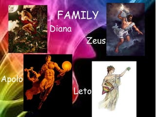 FAMILY
Diana
Zeus
Apolo
Leto
 