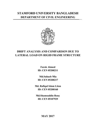 Drift analysis and Comparison due to rigid frame structure | PDF