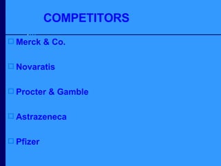 COMPETITORS Merck & Co. Novaratis Procter & Gamble Astrazeneca Pfizer 