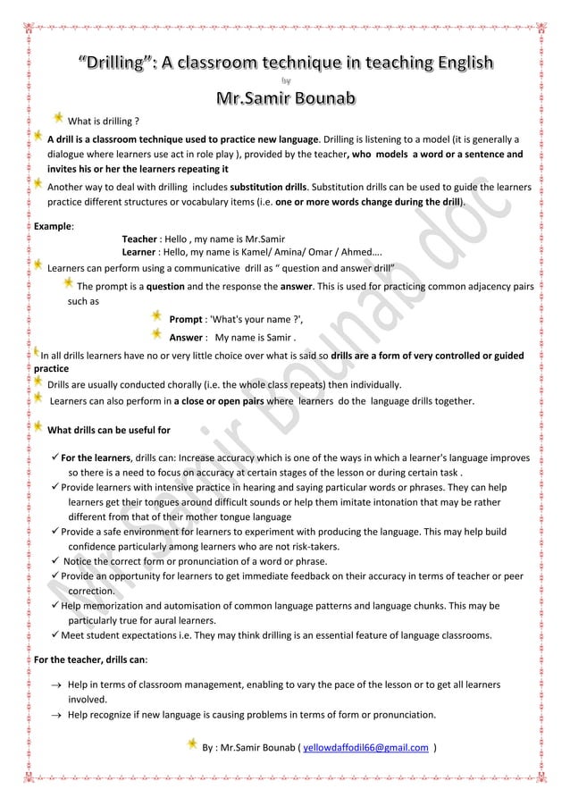 Drilling as teaching technique in teaching English PDF