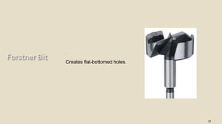 22
.
Creates flat-bottomed holes.
 