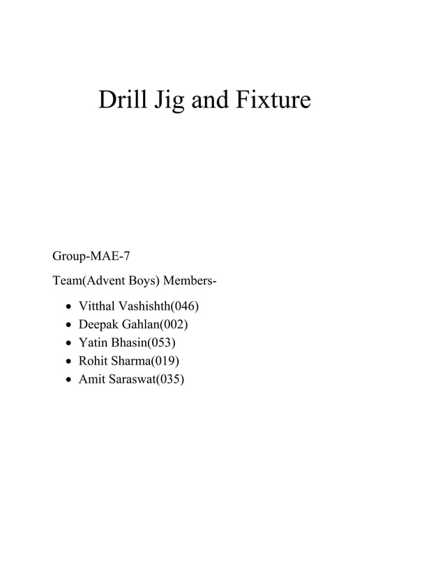 Drill jig and fixture PDF