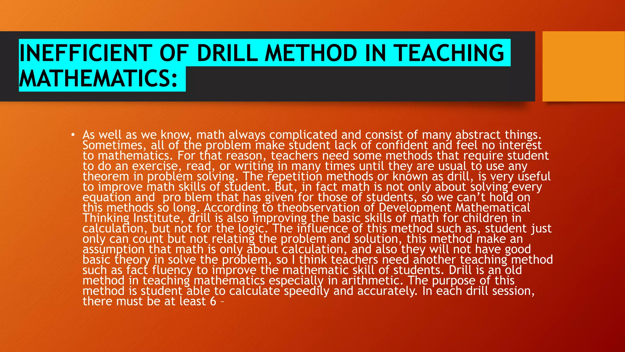 Drill Method in Mathematics.pptx