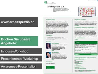 www.arbeitspraxis.ch




Buchen Sie unsere
Angebote:

Inhouse-Workshop

Preconference-Workshop

Awareness-Presentation
   ...