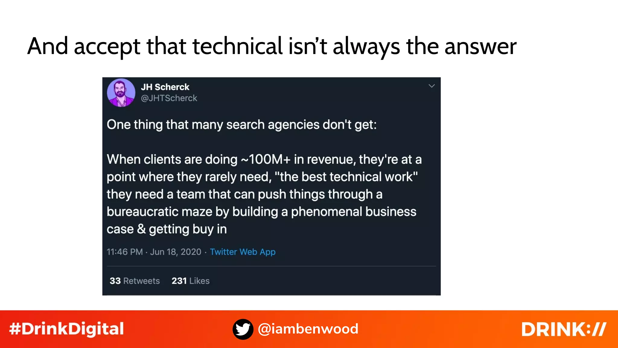 And accept that technical isn’t always the answer
@iambenwood
 