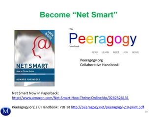 Become ―Net Smart‖
39
Net Smart Now in Paperback:
http://www.amazon.com/Net-Smart-How-Thrive-Online/dp/0262526131
Peeragogy.org 2.0 Handbook: PDF at http://peeragogy.net/peeragogy-2.0-print.pdf
Peeragogy.org
Collaborative Handbook
 