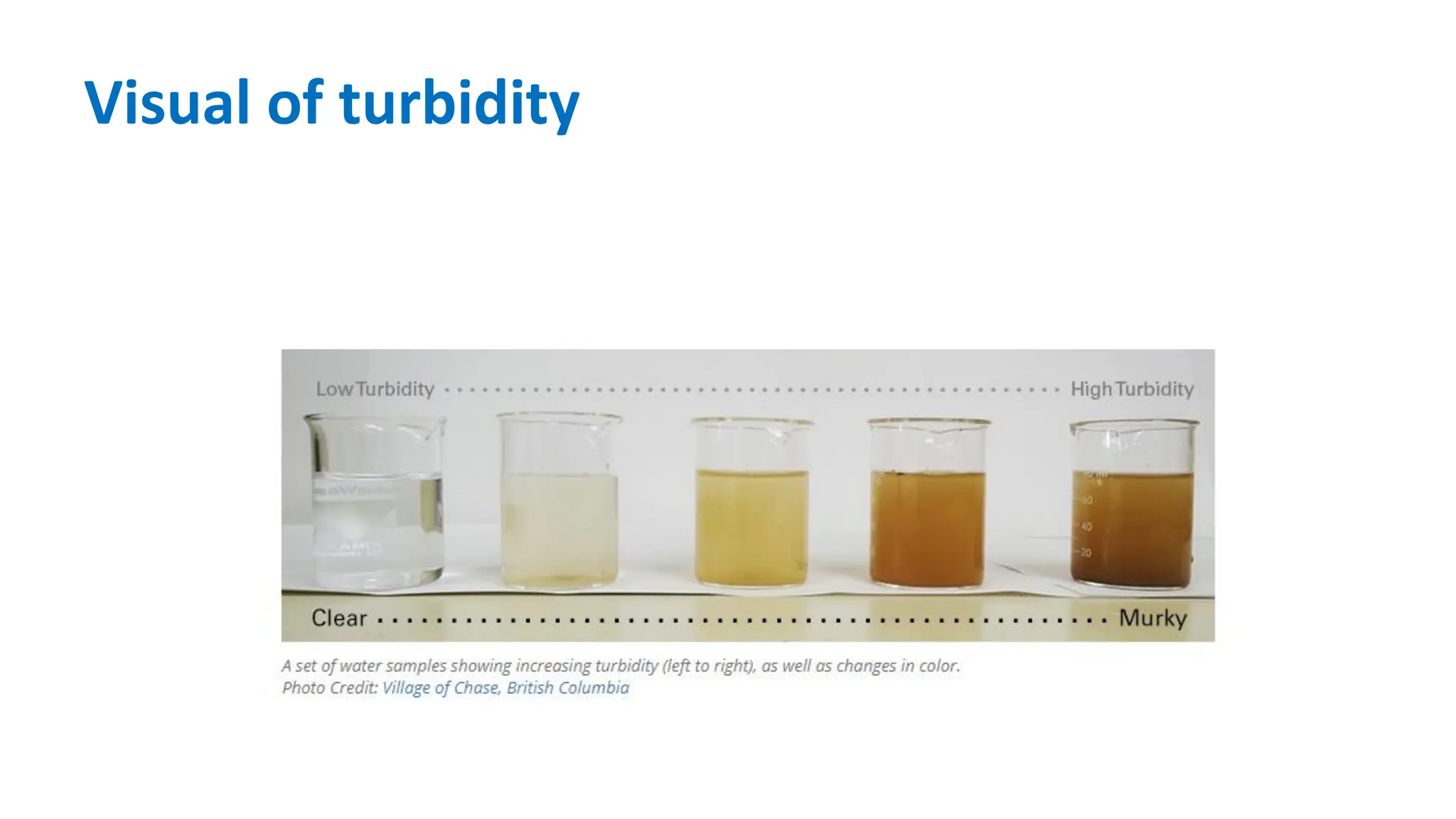 Visual of turbidity
 