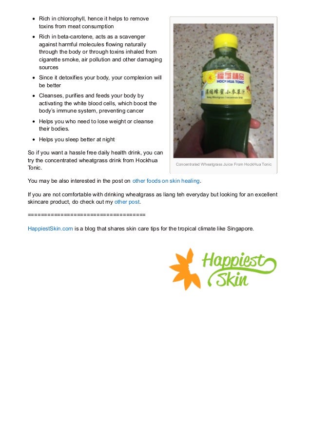 Drinking Wheatgrass Juice As Liang Teh Singapore