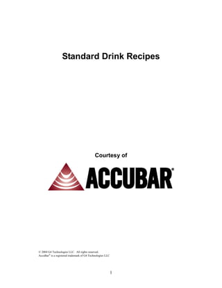 Standard Cocktail Recipes.pdf Drink recipes | PDF