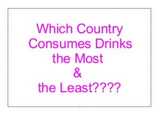 Which Country
Consumes Drinks
the Most
&
the Least????
 
