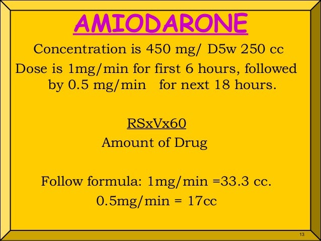 Amiodarone Drip Rate Chart