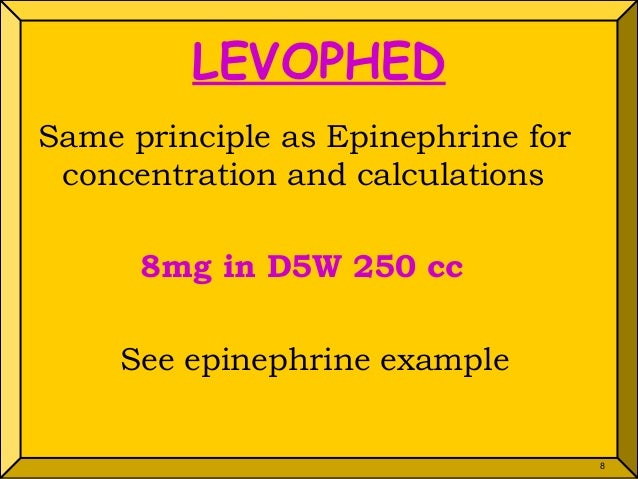 Levophed Dosing Chart