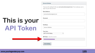 www.yourlegendaryvp.com 135
This is your
API Token
 