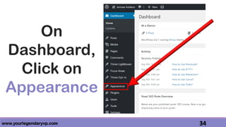 www.yourlegendaryvp.com 34
On
Dashboard,
Click on
Appearance
 