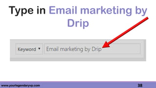 www.yourlegendaryvp.com 38
Type in Email marketing by
Drip
 