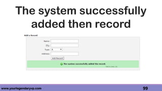 www.yourlegendaryvp.com 99
The system successfully
added then record
 