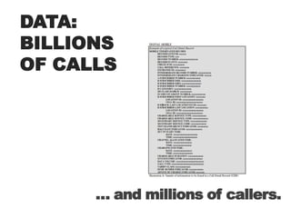 DATA:BILLIONSOF CALLS… and millions of callers.