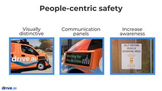 Visually
distinctive
Communication
panels
Increase
awareness
People-centric safety
 