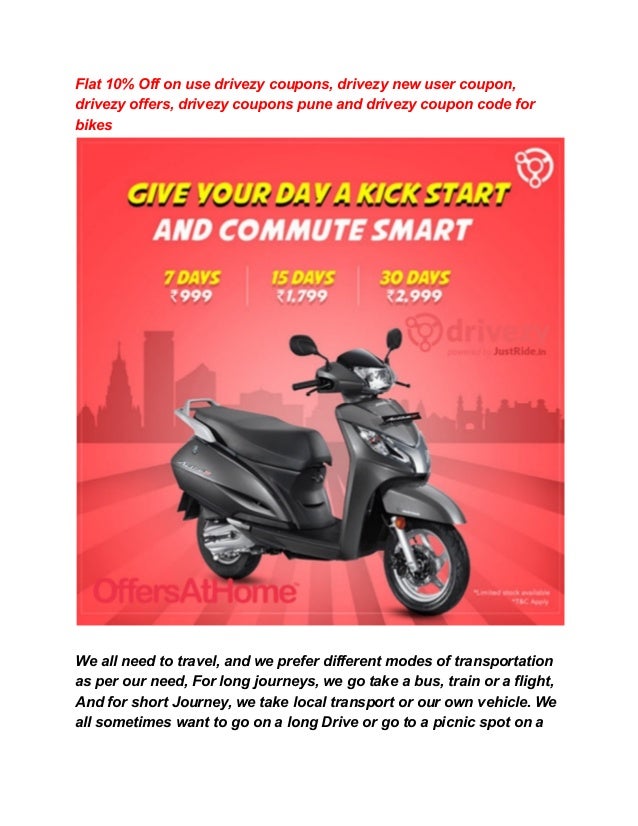 Flat 10 Off On Use Drivezy Coupons Drivezy New User Coupon Drivezy