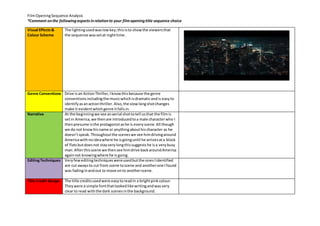 Drive film opening sequence analysis report sheet | DOCX