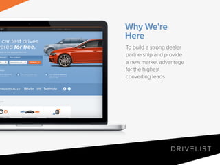 Why We’re
Here
To build a strong dealer
partnership and provide
a new market advantage
for the highest
converting leads

 
