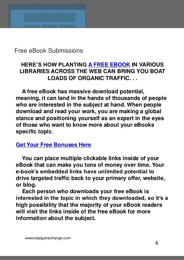 Drive Mad Internet Traffic: Free eBook Submissions