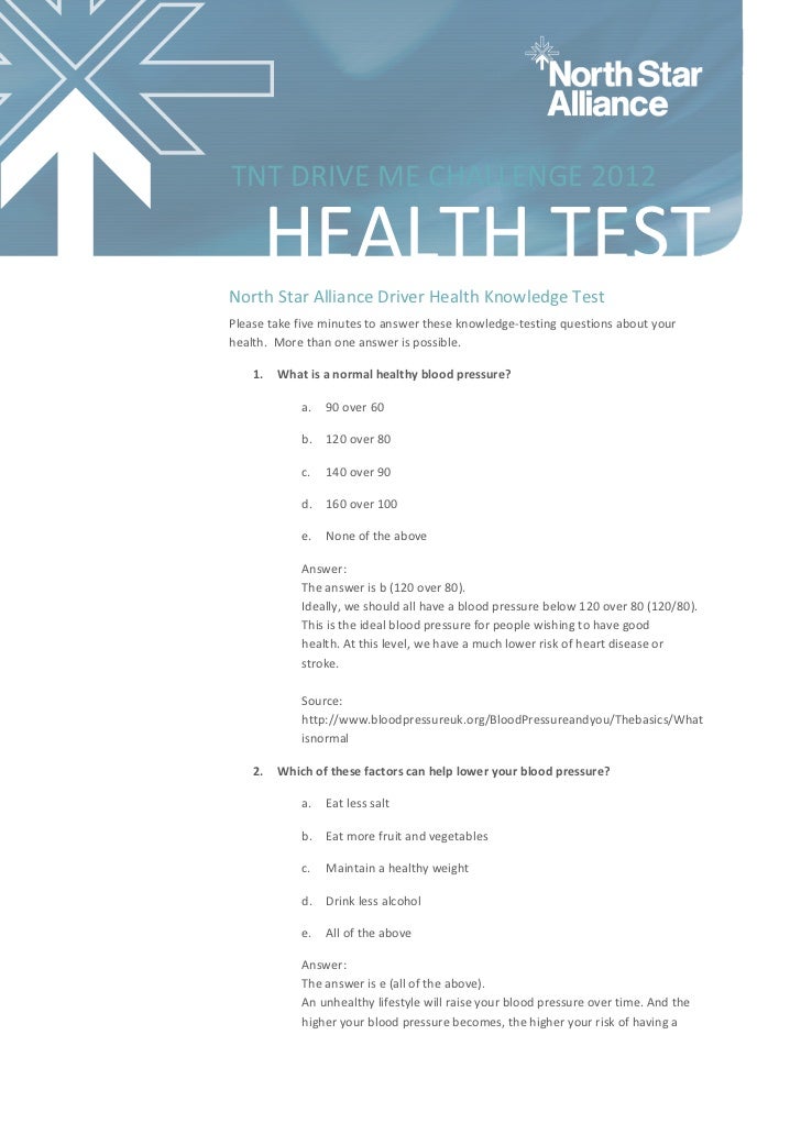 Drive me challenge north star driver health test answers