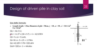 Design of driven pile in clay soil
25

 