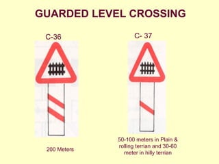 C-36 200 Meters GUARDED LEVEL CROSSING C- 37 50-100 meters in Plain & rolling terrian and 30-60 meter in hilly terrian 