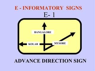 E - INFORMATORY  SIGNS BANGALORE MYSORE KOLAR ADVANCE DIRECTION SIGN E- 1 